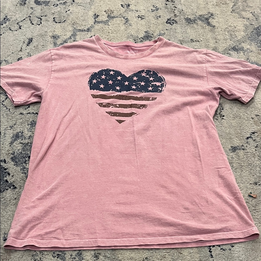 Maurices Pink Short Sleeve Tee with Heart Design
